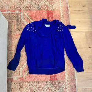 St. Germain Paris Vintage Faux  Jewel Tie Front Blouse Top Sz Small sz S 80s